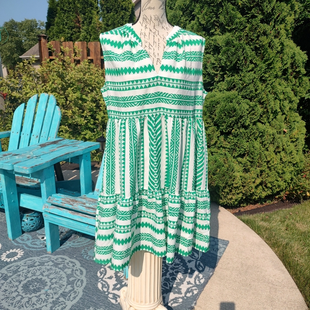 Cupshe Green and White Patterned Dress